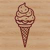 Creative Ice Cream Icon A digital illustration of a colorful ice cream cone with a scoop of creamy dessert on top.