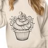 Free Cupcake SVG Graphic Decorative illustration of a colorful cupcake with frosting and sprinkles.