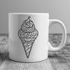 Delicious Single Scoop Treat in a Cone A colorful illustration of a single scoop ice cream in a cone, designed as vector art.