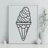 Fun Cone-Shaped Dessert Design A colorful illustration of a cone-shaped ice cream with multiple scoops and toppings.