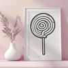 Colorful Candy Treat Clip Art A colorful lollipop with swirls and patterns, suitable for various design projects.