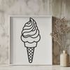 Sweet Dessert Illustration A colorful illustration of a single scoop ice cream cone with various toppings.