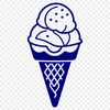 A colorful illustration of a single serving ice cream cone with toppings, designed as a vector graphic.
