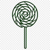 A colorful illustration of a lollipop with a stick and swirl design.