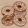A stylized illustration of a classic ring-shaped donut dessert.