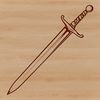 Beautiful Scalable Sword Graphics A stylized graphic representation of a sword, designed as a scalable clip art element suitable for various applications.