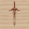 Intricately Designed Curved Blade A sleek, curved sword with intricate design details.