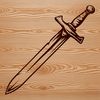 An abstract vector representation of a sword featuring sharp lines and geometric shapes.