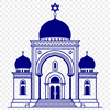 Architectural Vector Synagogue A 2D vector representation of a synagogue building with architectural details.