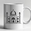 Arched Synagogue Building Illustration A detailed illustration of a synagogue building with arches and a dome.