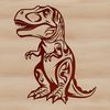 An SVG graphic of a T-Rex dinosaur, featuring textured skin and fossilized details.