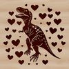 A prehistoric T Rex dinosaur design with heart symbols, ideal for personal or commercial projects.