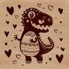 A stylized illustration of a prehistoric baby dinosaur, designed with love hearts and perfect for creative projects.
