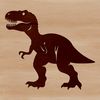 Vector design artwork featuring a roaring T rex dinosaur with a detailed texture, suitable for various uses.