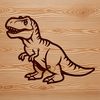 T-Rex Silhouette in Prehistoric Landscape A simple line drawing illustration of a T-Rex dinosaur in a prehistoric landscape.