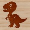 A simple line drawing of a baby T Rex dinosaur.