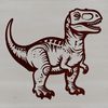 A detailed illustration of a T-Rex dinosaur in a prehistoric environment.
