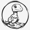 Baby Dinosaur Digital Artwork In SVG, PNG, PDF And DXF File Formats