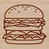Classic American Food Icon A digital illustration of a classic hamburger with cheese and condiments.