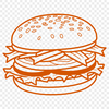 Free SVG Hamburger Vector Art A detailed illustration of a classic cheeseburger with melted cheese and condiments on top.