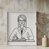 Minimalist Female Educator Icon A minimalist illustration of a woman in a professional setting, representing the education profession.