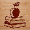 Apple Education Template A digital illustration of a traditional apple book used for education and teaching purposes.