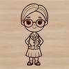Elegant Woman at Work Vector Art A detailed illustration of a female teacher in a classroom setting.