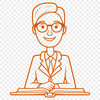 Line Art Teacher Illustration A simple line drawing illustration of a woman in a teaching profession, suitable for educational purposes.