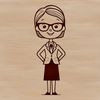 An illustration of a woman wearing a traditional teacher's attire.