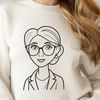 SVG Teacher Illustration - Perfect for Educational Themes A cartoon illustration of a female teacher standing in front of a classroom, representing the education profession.