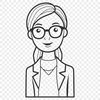 Classroom Professional Portrait An illustration of a woman in professional attire standing in front of a classroom, representing the education profession.
