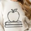 Teacher's Resource Book with Apple Logo A digital illustration of a teacher's resource book with the Apple logo, designed as vector art for educational purposes.