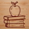 Educational Book Cover with Apple Illustration A digital illustration of a book with an apple on the cover, suitable for educational purposes.