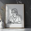 Classroom Teacher SVG Vector Art Female teacher standing in front of a classroom, illustrating the profession of education.