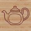 Vintage-Style Tea Container Design A detailed illustration of a teapot with a spout and handle.