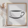 Teacup Illustration in Vector Format A detailed vector illustration of a teacup with a curved handle and saucer.