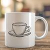 Vintage Tea Cup Illustration A simple teacup design with a rounded body and handle.