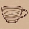 Free SVG Teacup Clip Art Design A high-quality illustration of a ceramic teacup with intricate design details.