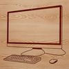 Tech Desktop Graphic Design Vector A detailed illustration of a modern computer setup with a keyboard and monitor.