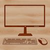 Illustrated PC System Layout Illustrated computer system with keyboard and desktop components.