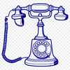 A simple illustration of a classic telephone with a retro design.