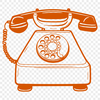 A simple illustration of a classic telephone with a cord and receiver.