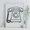Telephone Icon with Digital Elements A vector illustration of a telephone with various digital icons and design elements.