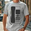 A simple illustration of a telephone with clean lines and minimalist design.