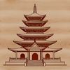 An intricately designed vector art representation of a Buddhist place of worship.