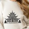 Traditional Temple SVG Design Download A minimalist illustration of a traditional Buddhist temple with intricate details.