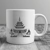 Sacred Asian Temple Illustration Illustration of a traditional Buddhist temple architecture with intricate details, suitable for vector design projects.