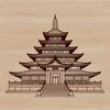 A detailed vector illustration of a traditional Buddhist temple with intricate design elements.
