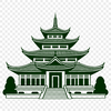 Asian Style Temple Design A stylized illustration of a traditional Buddhist temple with ornate architecture.