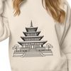 Traditional Buddhist Architecture Illustration of a traditional Buddhist temple with ornate architecture.
